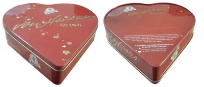 Lata feita sob encomenda dada forma coração do chocolate da embalagem do produto comestível dos doces do metal da caixa